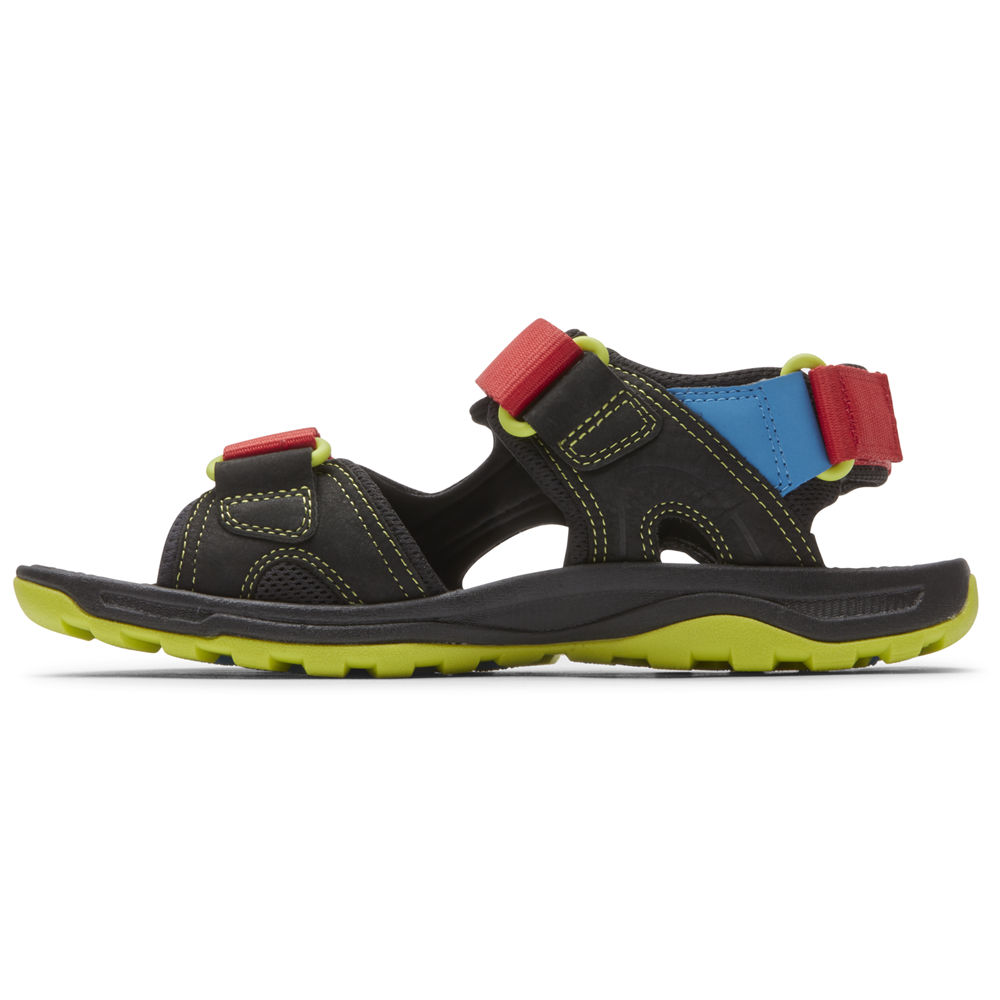 Sandalias Rockport Hombre Mexico - Trail Technique Adjustable Velcro Negros - ERDBF5278